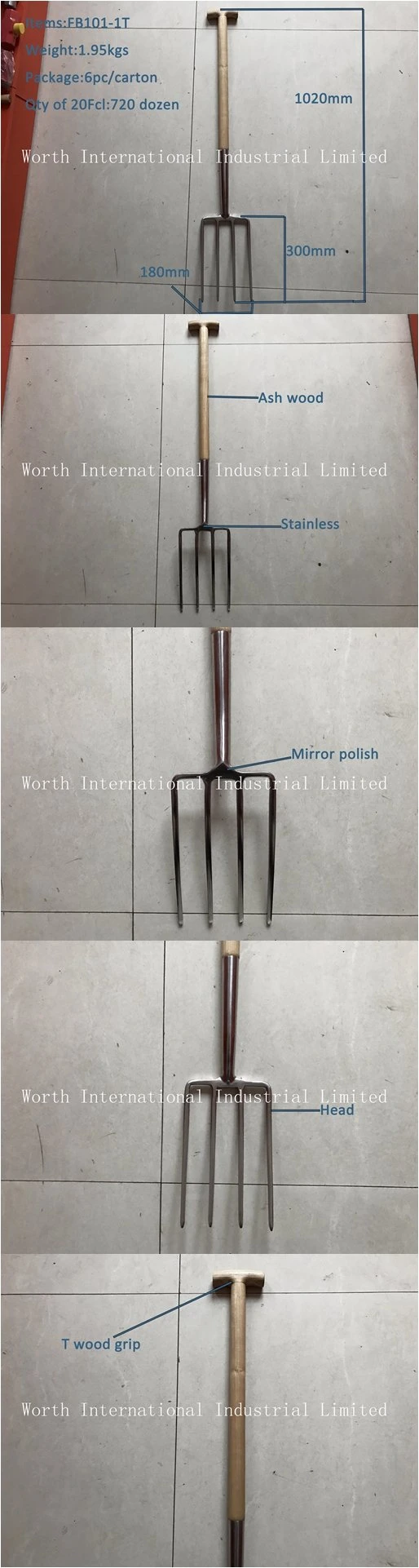 T Wood Handle Stainless Fork